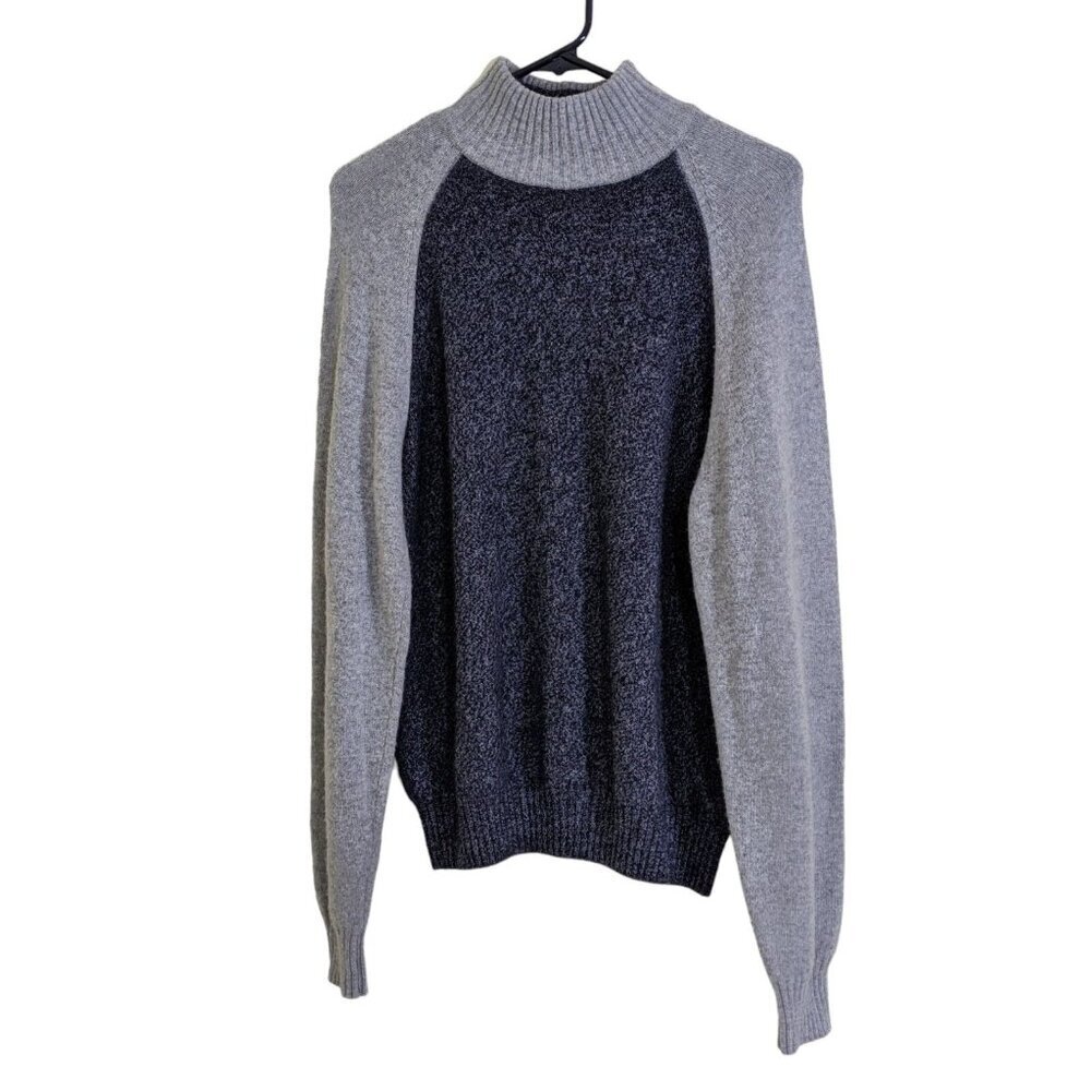 Mario Valentino Italy Wool Cashmere Sweater Mens US XL Gray Mock Neck Designer